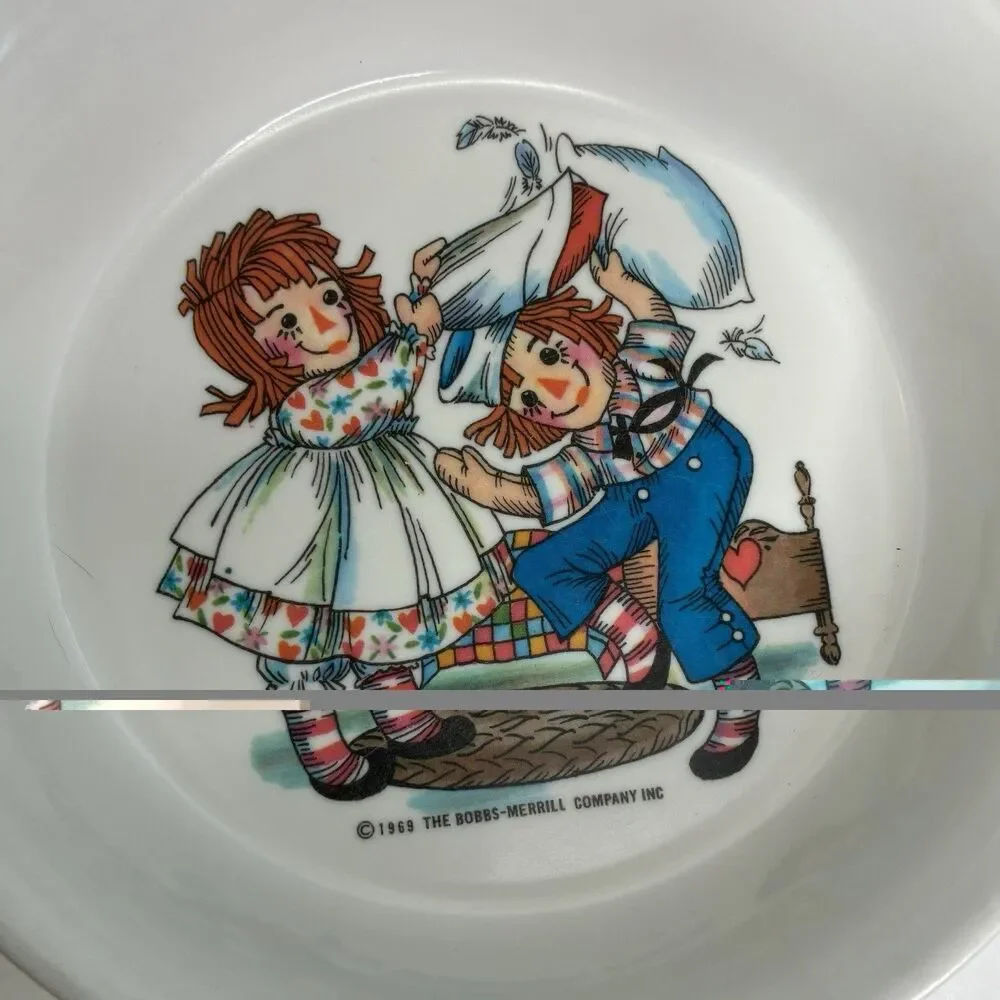 Vintage 1969 Raggedy Ann & Andy Children’s Dish Set Oneida Deluxe Set of 3